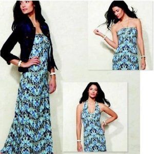 Cabi Blue Batik Halter Maxi dress - Medium -  Style #850